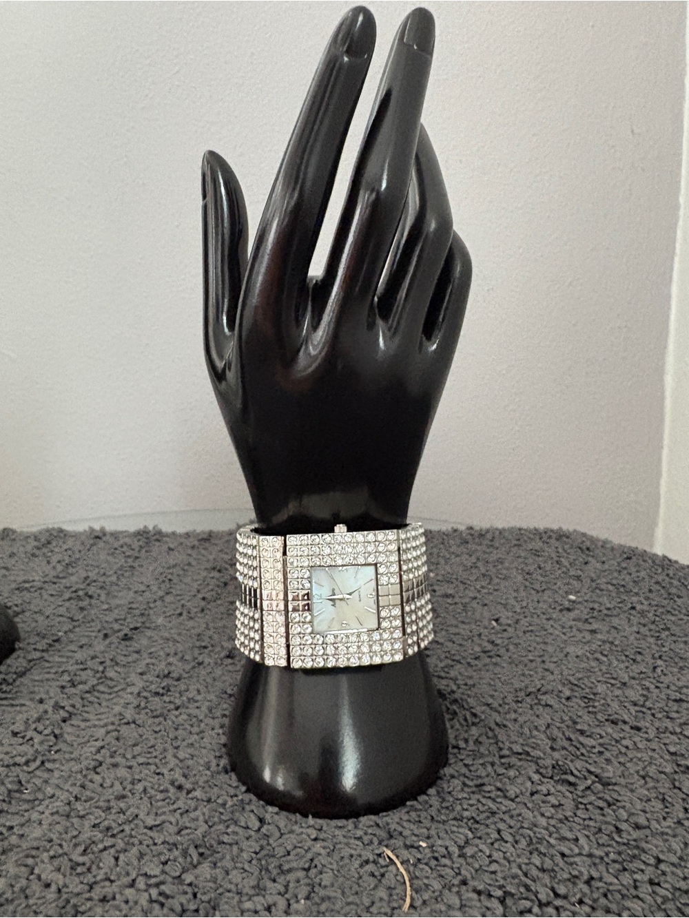 Crystal-Embellished Silver Tone Women's Bracelet Watch